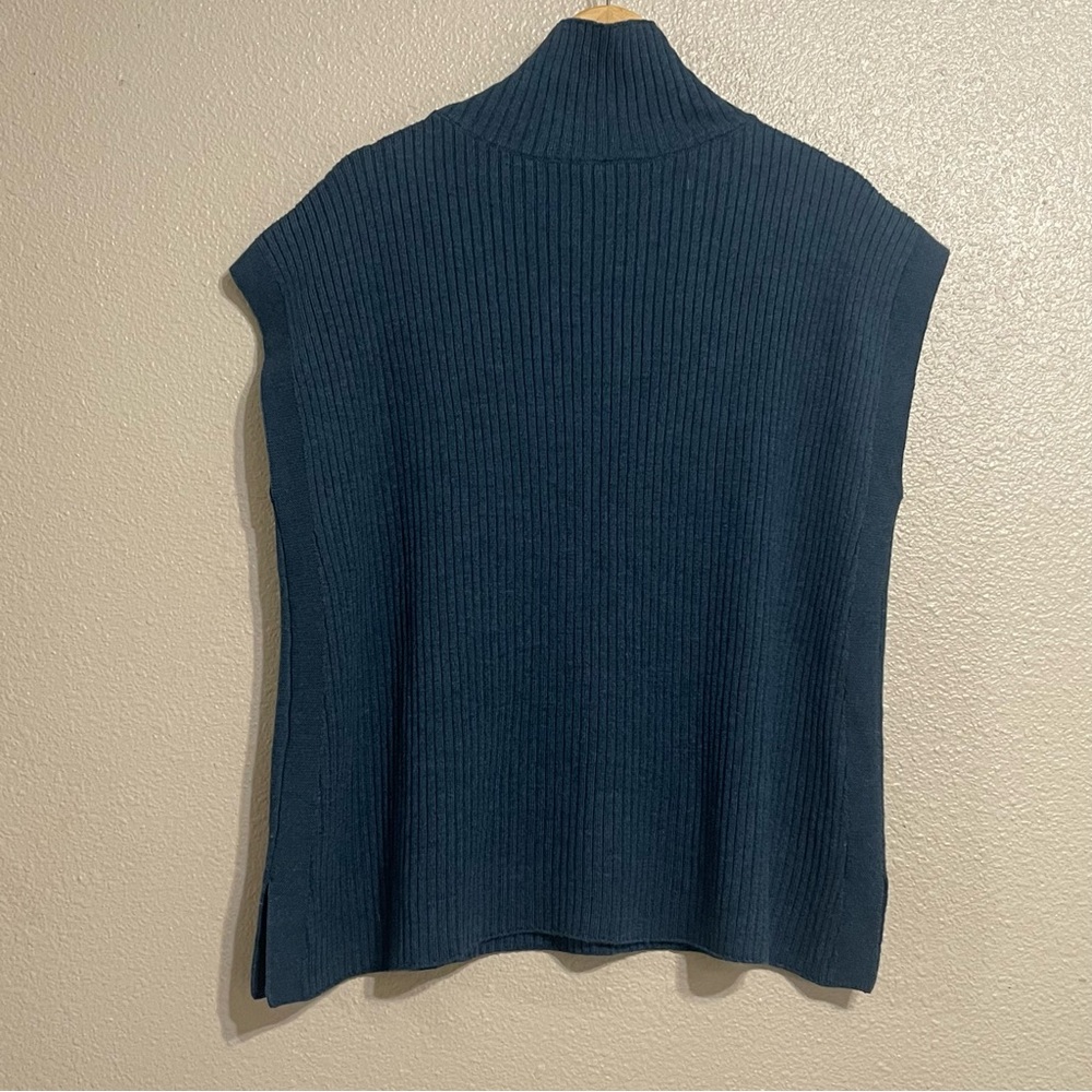 EILEEN FISHER Ribbed Turtleneck‎ Wool Tank In Alpine L - Picture 4 of 16